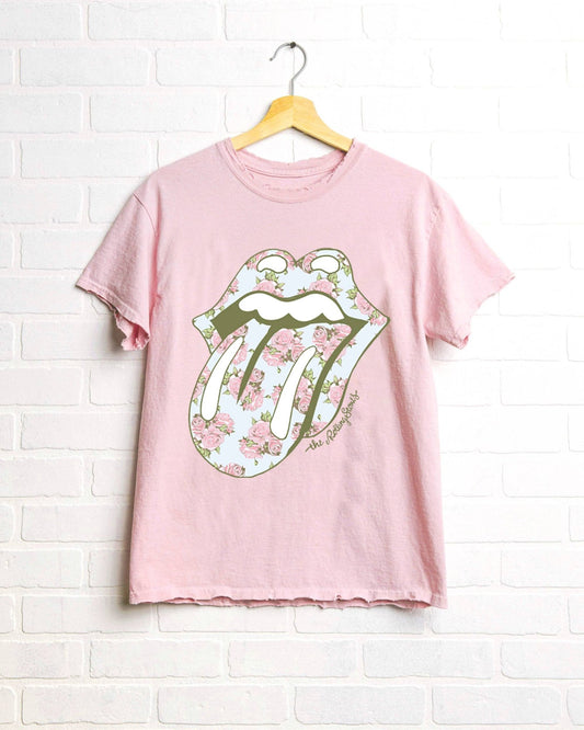 Rolling Stones Floral Lick Pink - the friday collective