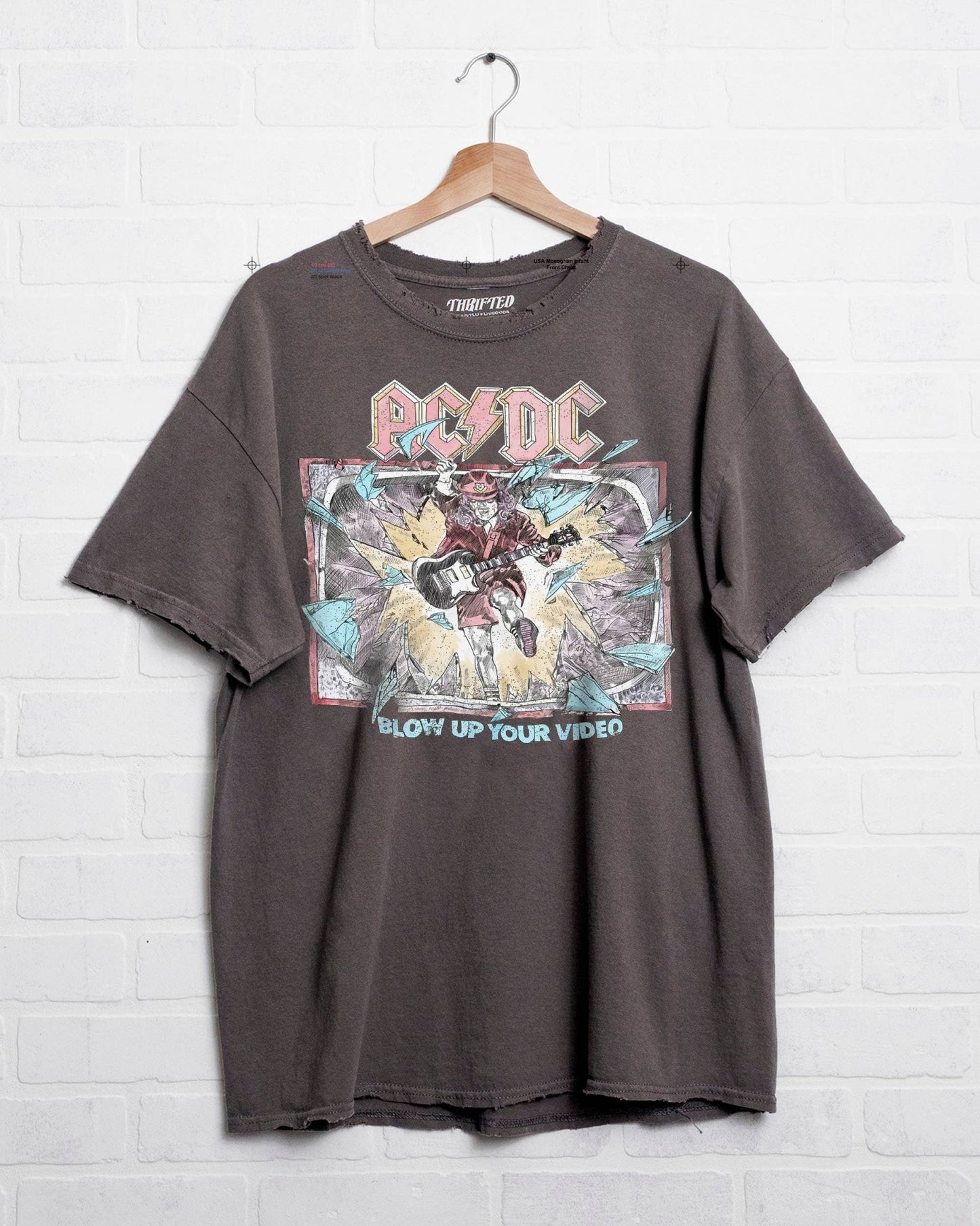 ACDC Blow Up Video Charcoal Thrifted Tee - the friday collective