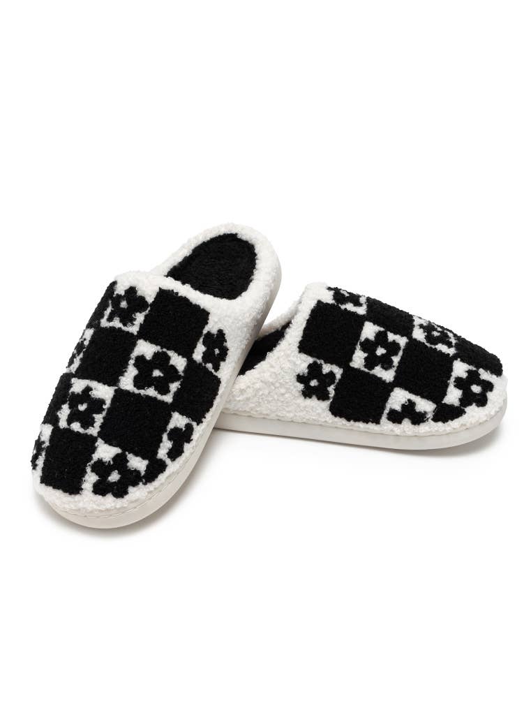 Checkered Daisy Slippers - the friday collective