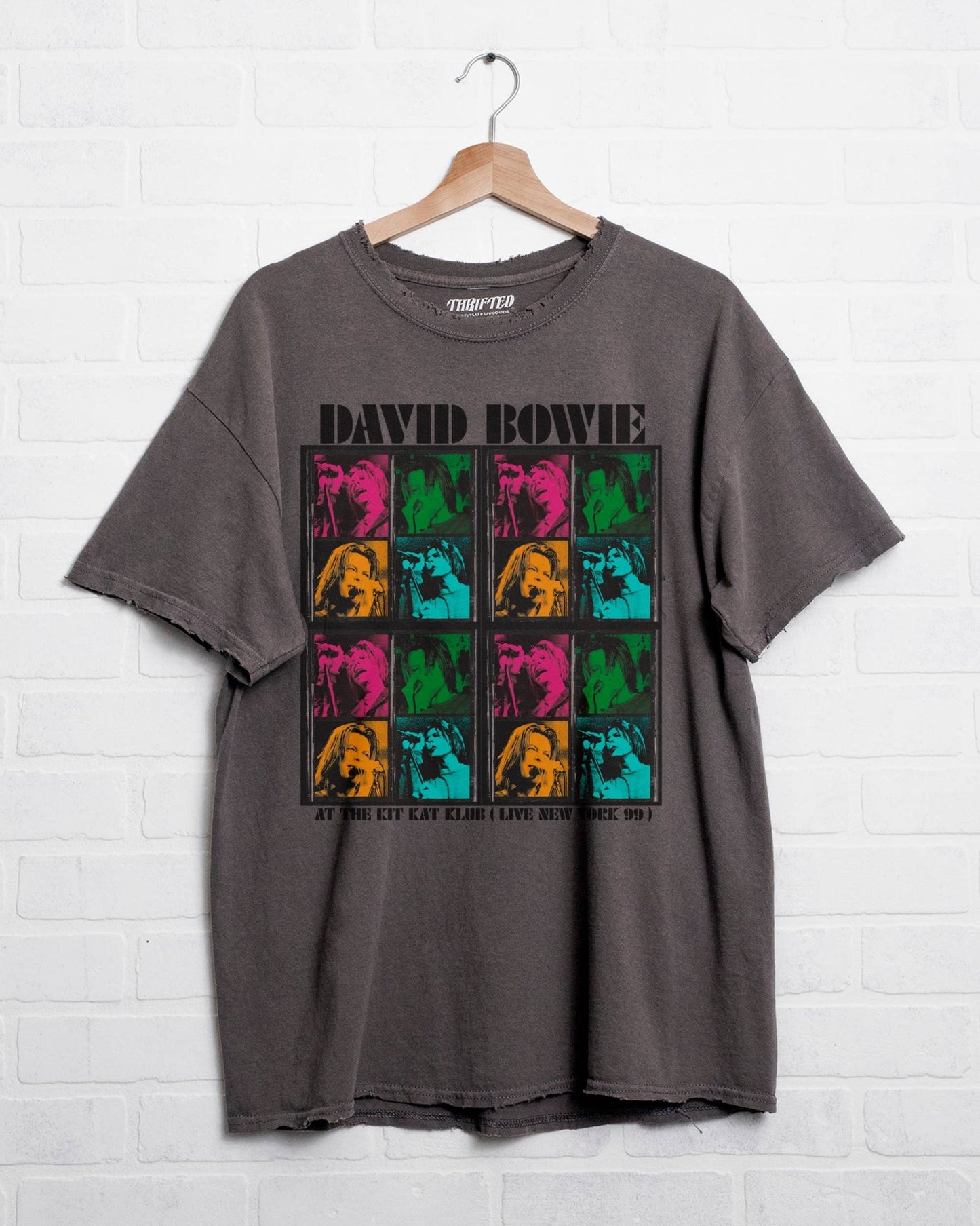 David Bowie Kit Kat Club Charcoal Thrifted Graphic Tee - the friday collective