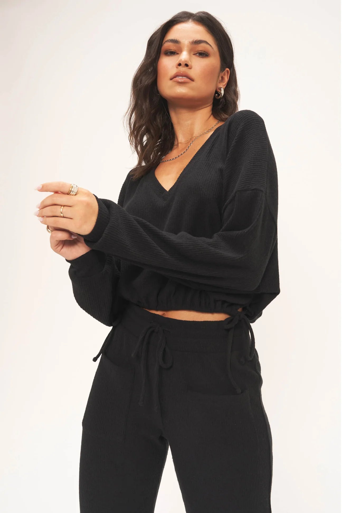 Day Dreaming Side Tie Cropped Cozy Top - Project Social T - the friday collective
