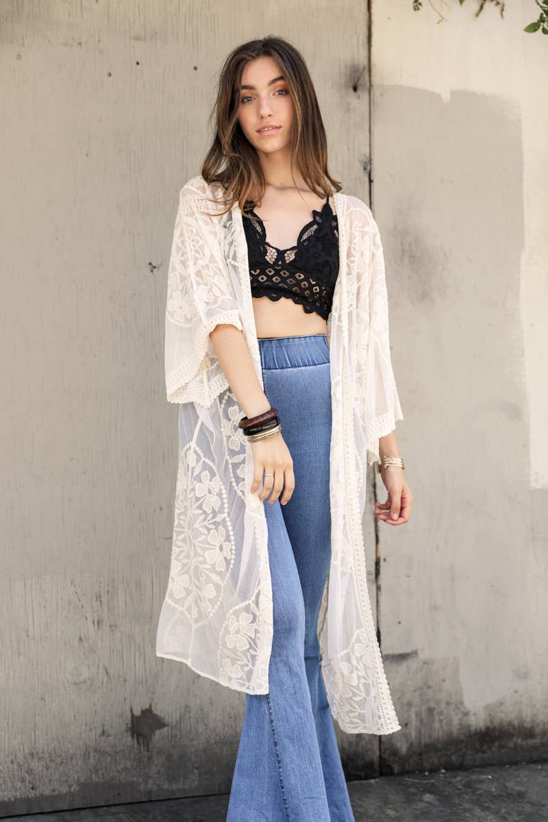 Mesh Cotton Lace Kimono - the friday collective