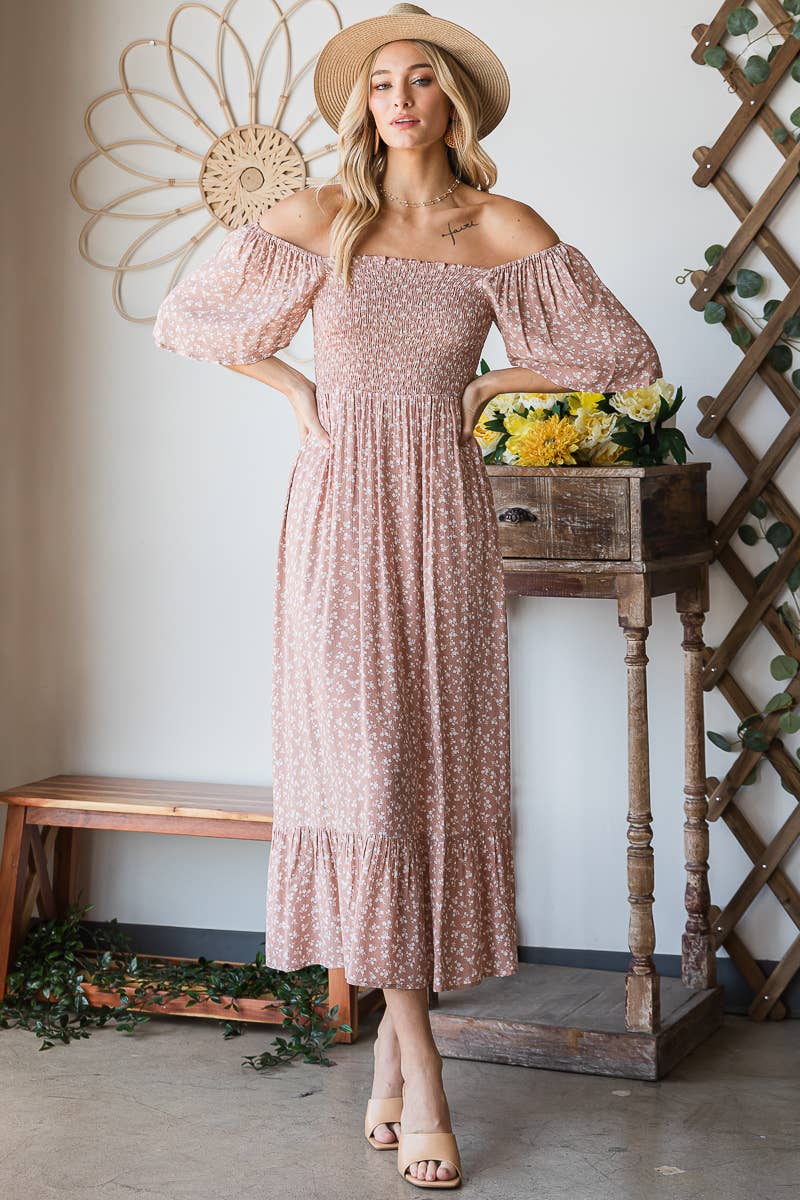 Smocked Midi Dress - the friday collective