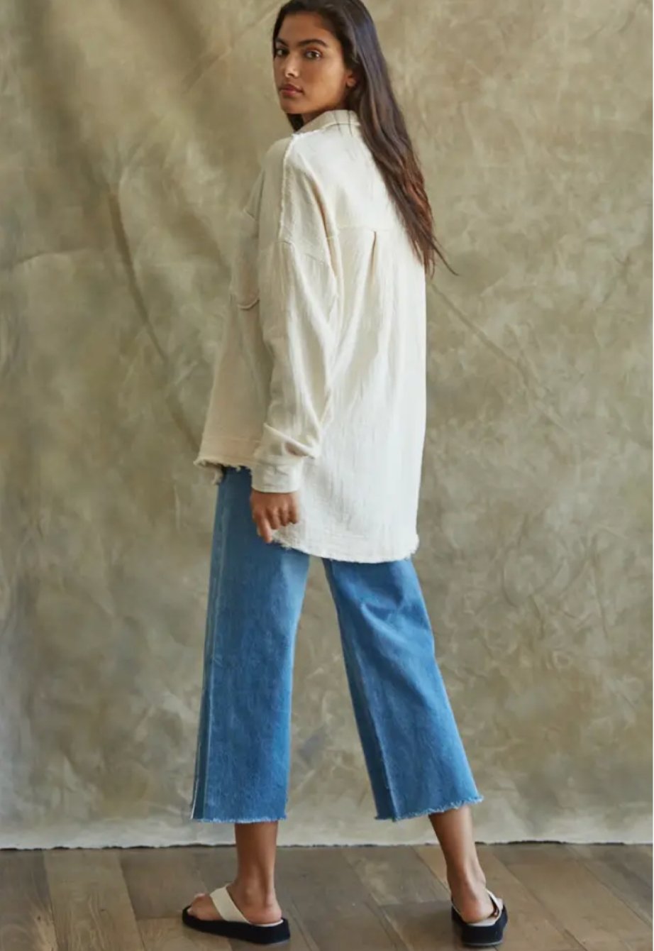 Woven Cotton Gauze Collar Button Down - the friday collective