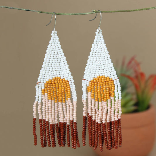 Desert Sunrise Seed Bead Fringe Earrings - the friday collective