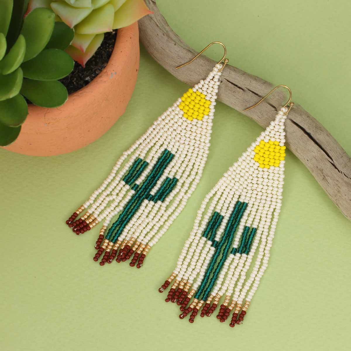 Desert Vistas Beaded Cactus Earrings - the friday collective