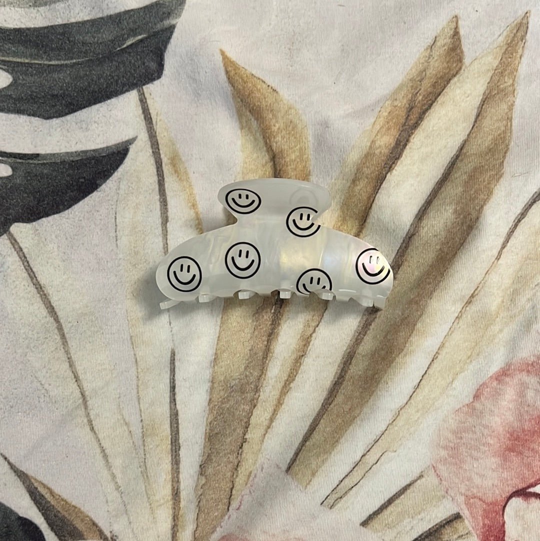 Happy Face Printed Hair Clip - the friday collective