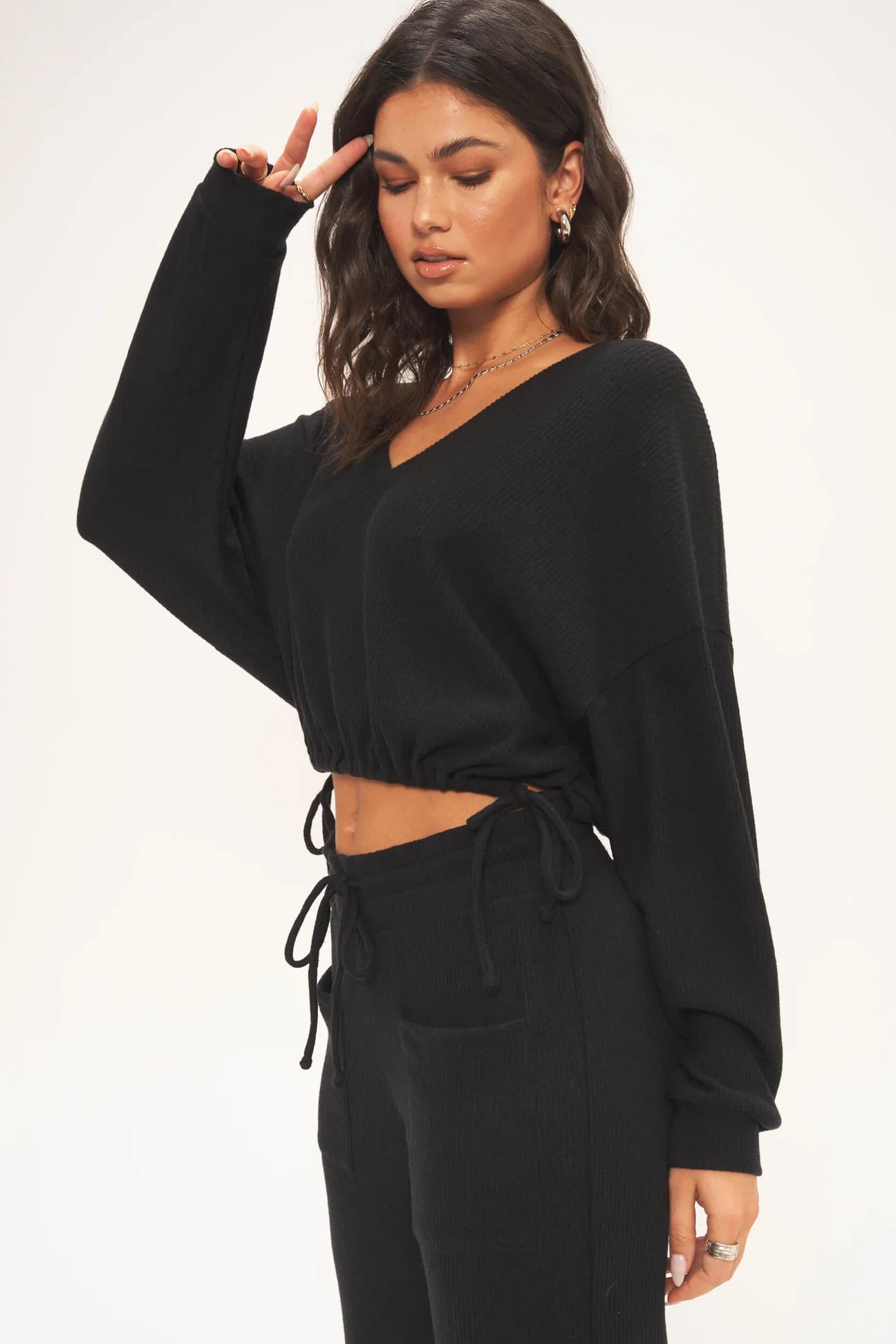 Day Dreaming Side Tie Cropped Cozy Top - Project Social T