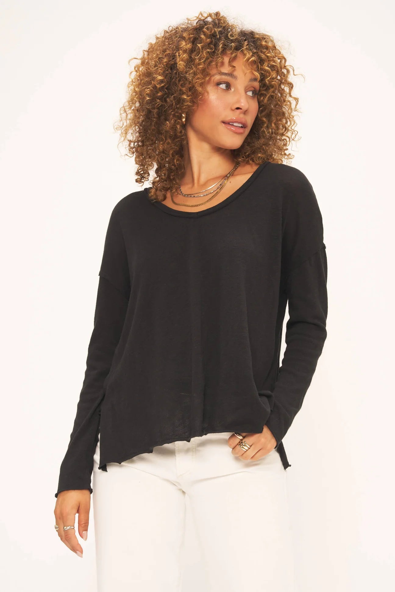 Mae Textured Relaxed V Neck - Project Social T - the friday collective