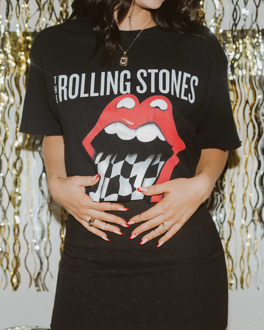 Rolling Stones Zip Code Night Black Thrifted Tee - the friday collective