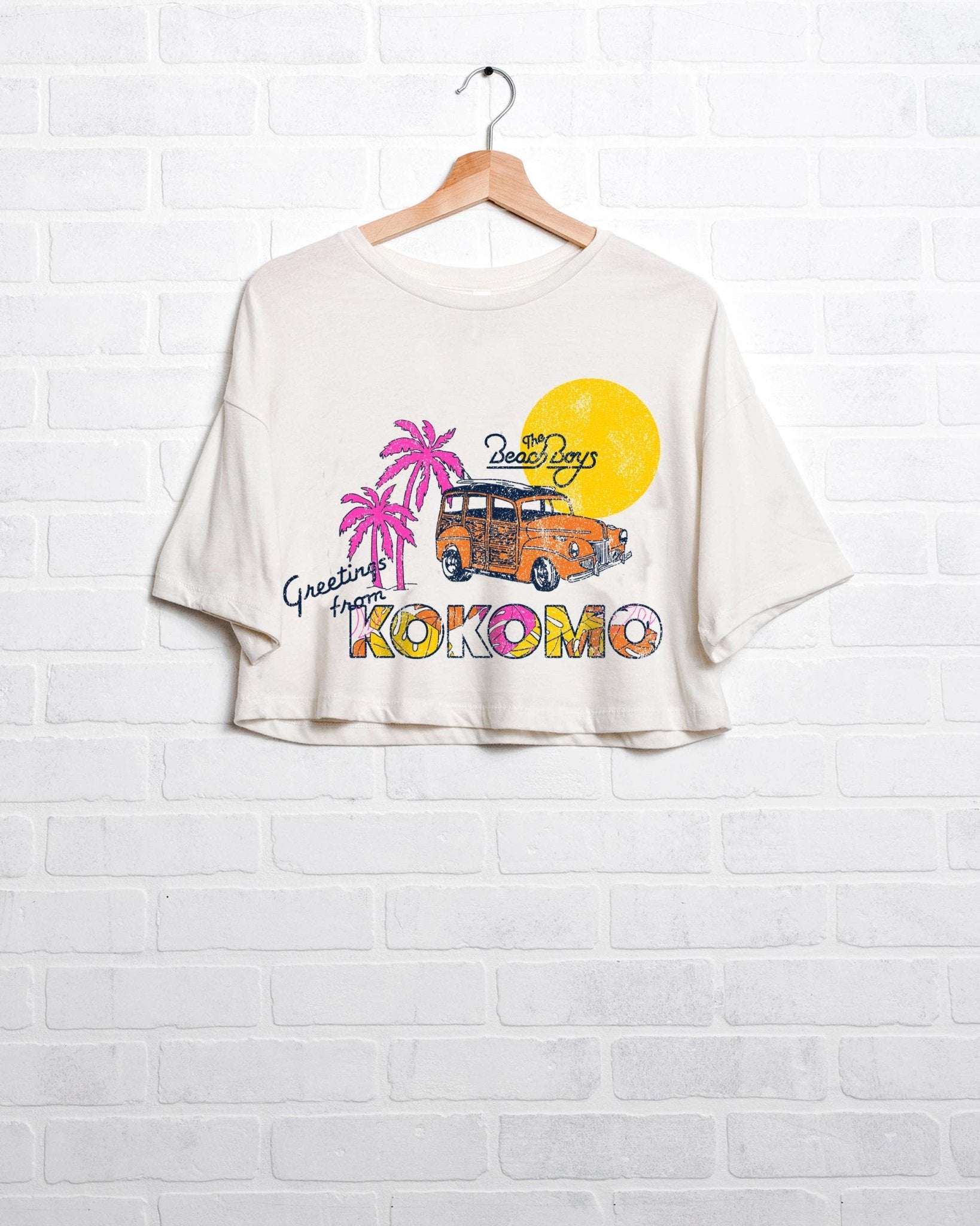 The Beach Boys Postcard Off White Cropped Tee - LivyLu - the friday collective